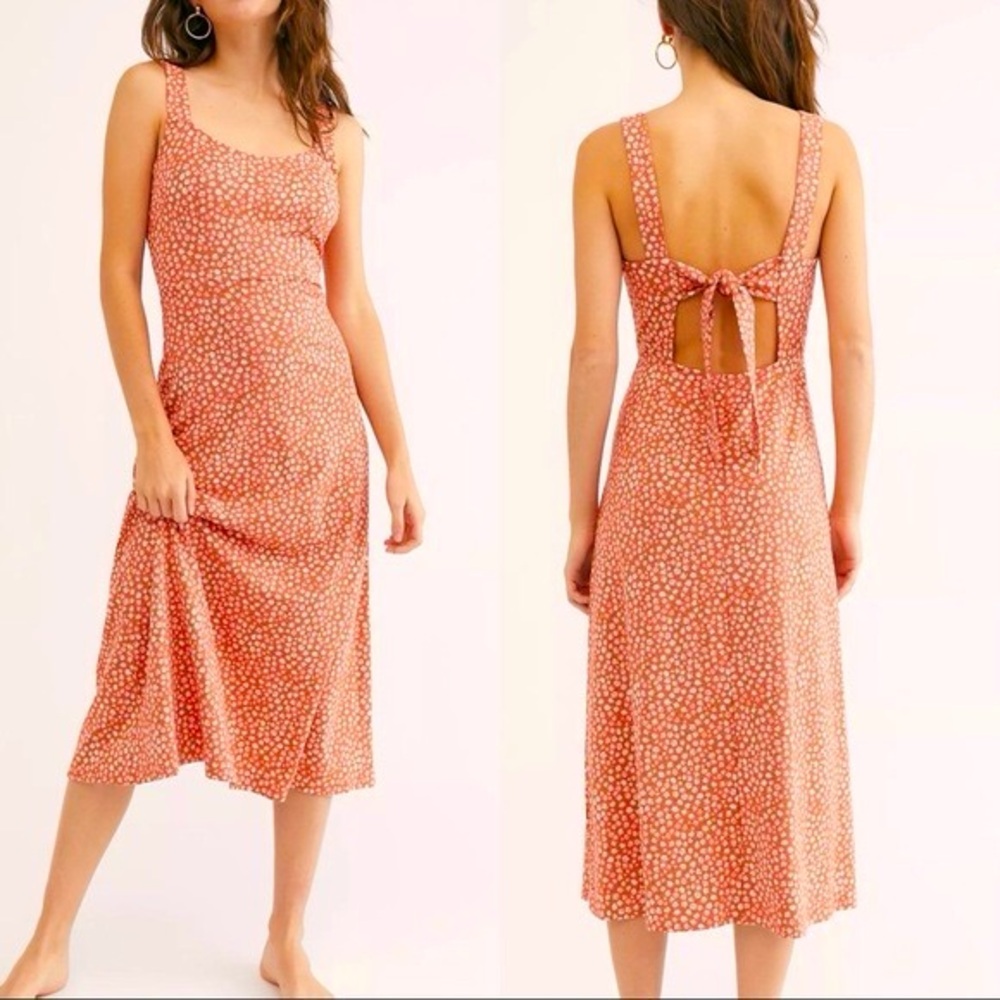 Free People Lorelai Floral Midi Dress with Tie Back - Picture 1 of 6